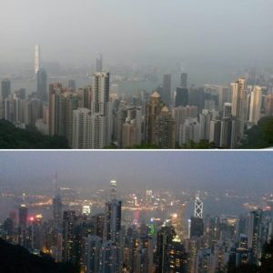 Hong Kong, Victoria Peak Day & Night Comparison