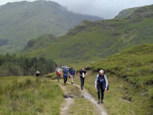 Old Forge Hike, Glenfinnan to Inverie. A particularly steep uphill section.