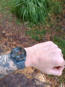 Forerunner 255 on wrist in nature