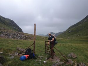 Gate at the summit, Old Forge Hike. Walking to Britain's remotest pub