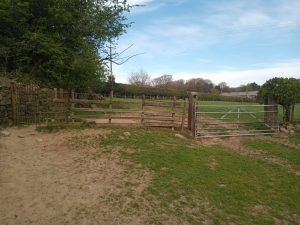 The first gate you pass through at the start of the Tolkien Trail
