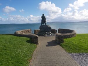 A statue of Moelfre-born Dic Evans directly outside the Seawatch Centre
