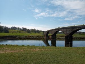 Walking under a bridge along the River Ribble